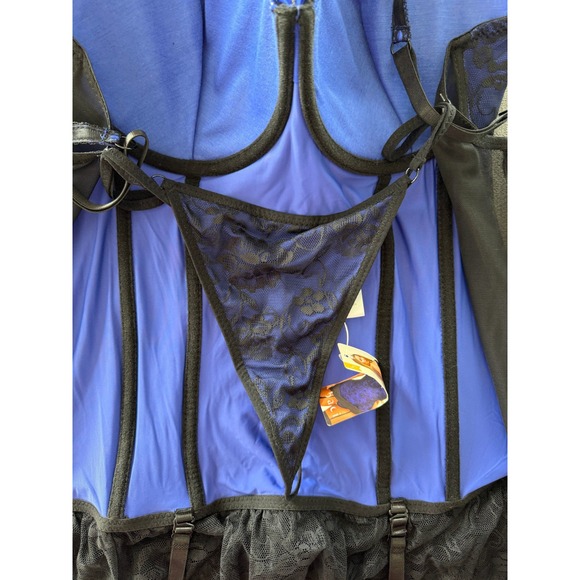 Elegant Blue and Black Lace Shapewear - Picture 7 of 11